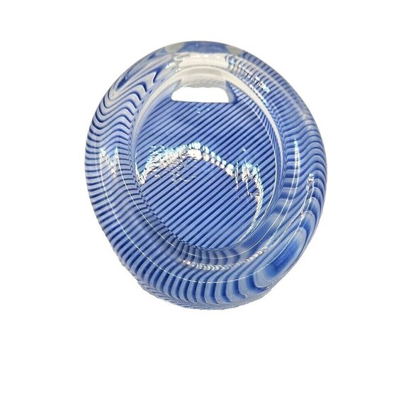 Mikasa Glass Oval Picture Frame Blue Wavy Stripes - Made in Japan - Vintage - Picture 8 of 11